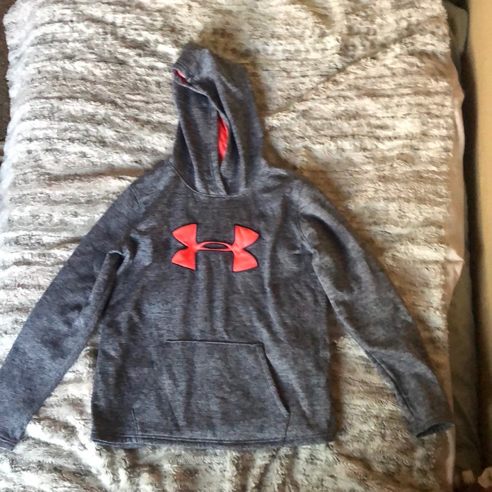 Grey and pink under armour hoodie